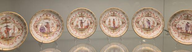 Sei piattini, porcellana policroma
Meissen, 1725-1730